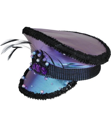 GORRA POLICIA MORADO CON PLUMAS